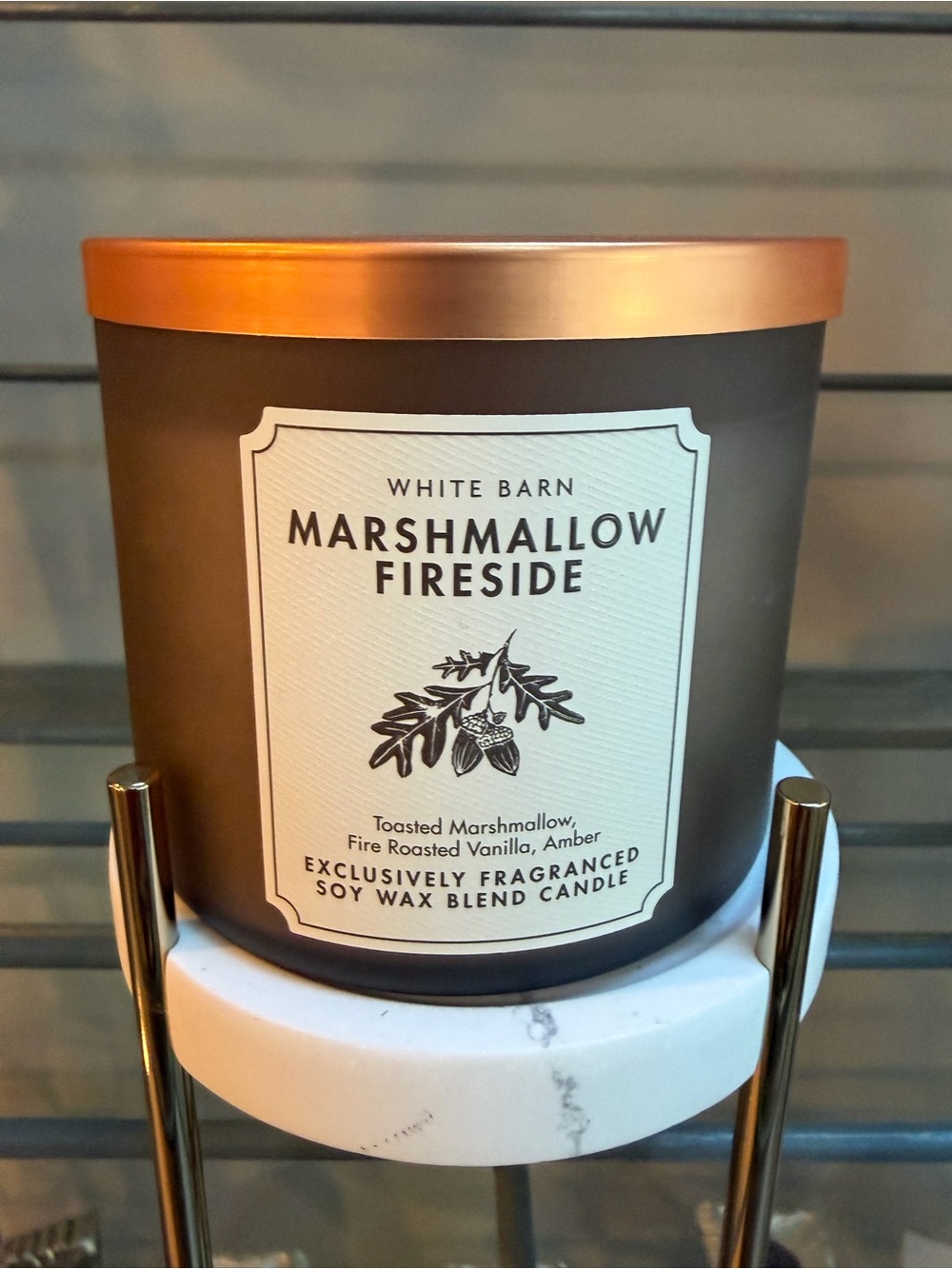 Bath & Body Works Marshmallow Fireside Candle - Gray Jar with Copper Lid